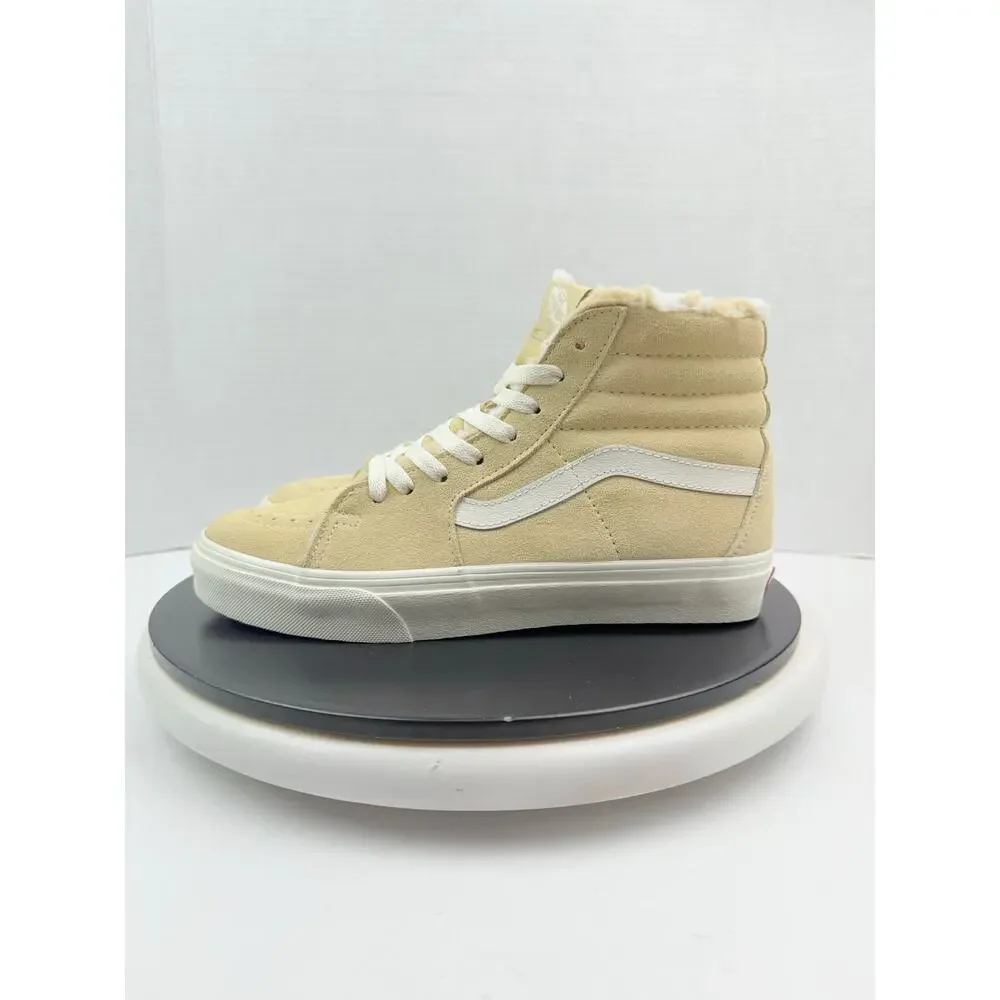 Vans Sk8-Hi Sherpa Cozy Hug Womens Size 9.5 Biscotti Yellow Skater Shoes Sneaker